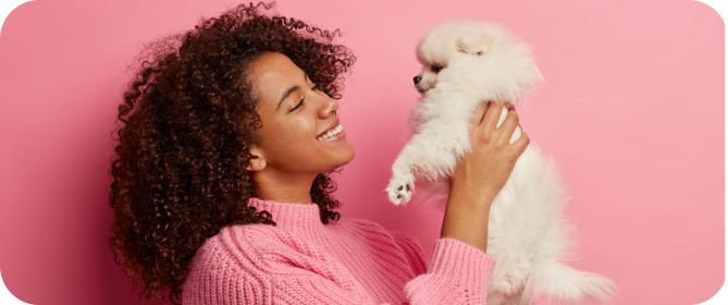 Happy dog owner. Groomit