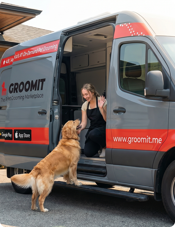 Groomit van with dog